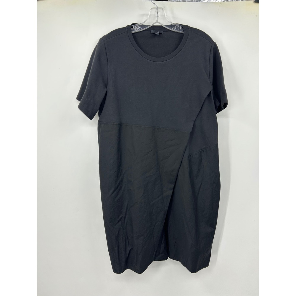 COS Black Mixed Media Paneled T-Shirt Dress with Pockets Womens Large